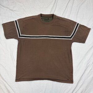 Classic Brown Men's T-Shirt with Stripes
